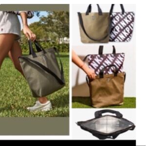 Victoria's Secret PINK Varsity Tote Zip Top 2-in-1 Insulated Cooler Travel bag‌